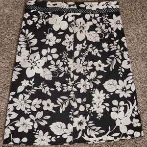 Floral Black and White Skirt